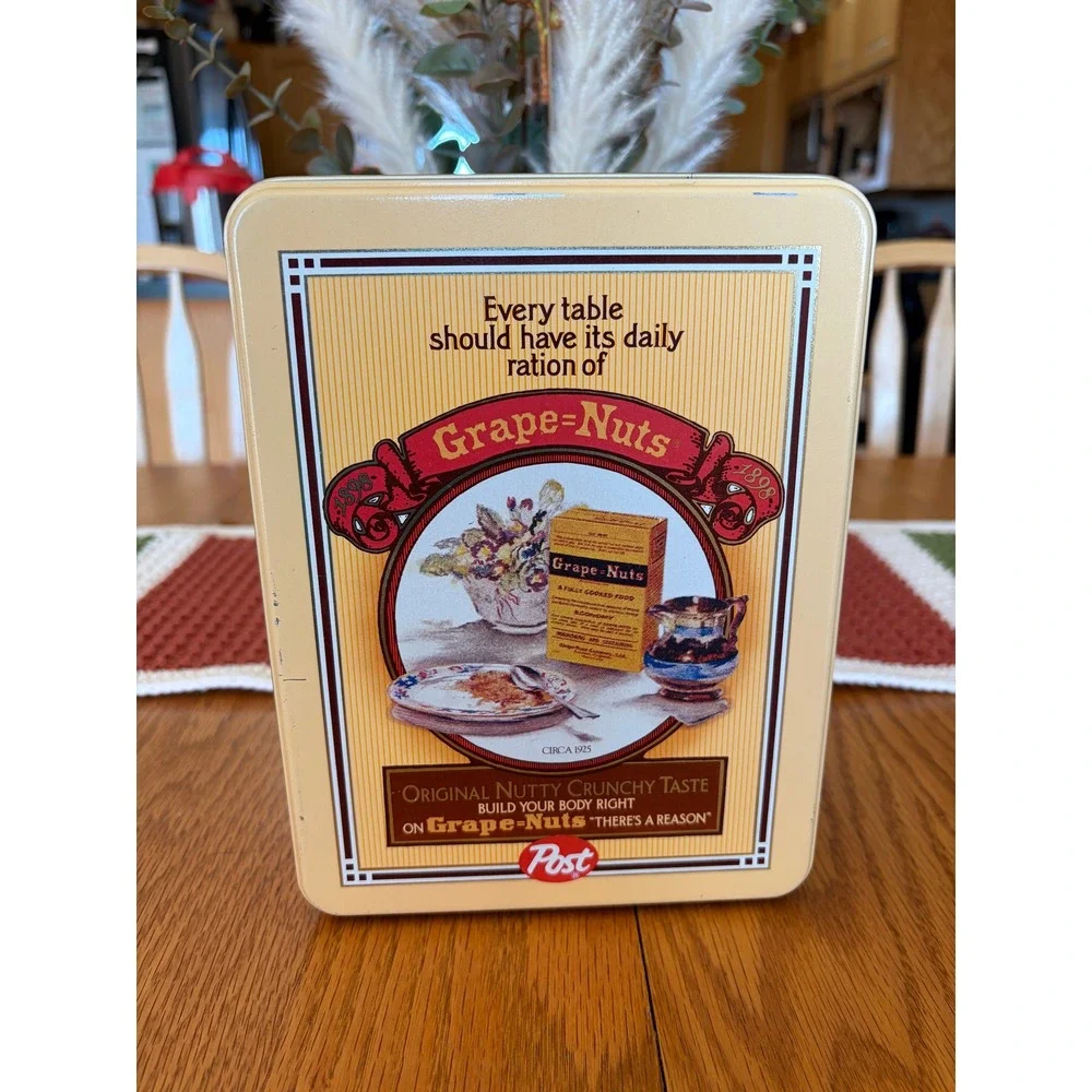 Vintage Post Grape-Nuts Cereal Advertising Tin Historical Graphics 1898-1925